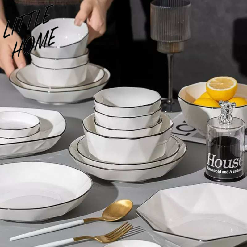 LITTLEHOME จาน ชาม ถ้วย เซรามิค เข้าไมโครเวฟได้ Diamond series มีให้เลือกหลายขนาด สามารถเข้าไมโครเฟ