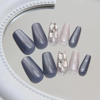 MYส่งจากไทย เล็บปลอม สีลูกแก้วแคทอาย กันน้ำ แถมกาวน้ำ พร้อมติด ครบไซส์ 24 ชิ้น เกรด ABS ดีกว่าเล็บ PVC ทําเล็บ สินค้าพ