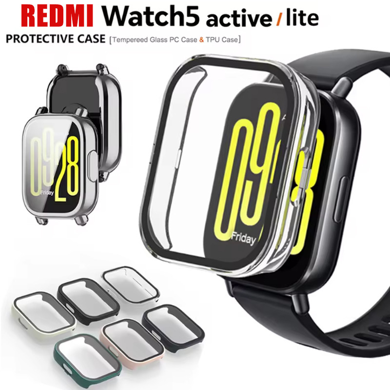 แก้วซิลิโคนชุบสําหรับ Redmi Watch 5 Active TPU All-Around Screen Protector ฝาครอบกันชนสําหรับ Redmi Band 5 3 Active/Lite Accessress
