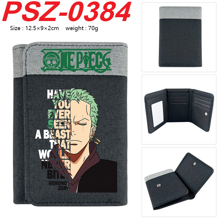 One Piece Zoro ใหม่การ์ตูน Casual Simple นักเรียนสั้น Tri-fold กระเป๋าสตางค์เยาวชนกระเป๋าเหรียญของขวัญ
