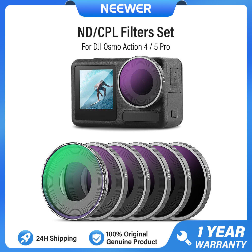 Neewer ND/CPL ชุดตัวกรองสําหรับ DJI Osmo Action 4 5 Pro, CPL+ND8+ND16+ND32+ND64+ND1000 ชุดตัวกรอง