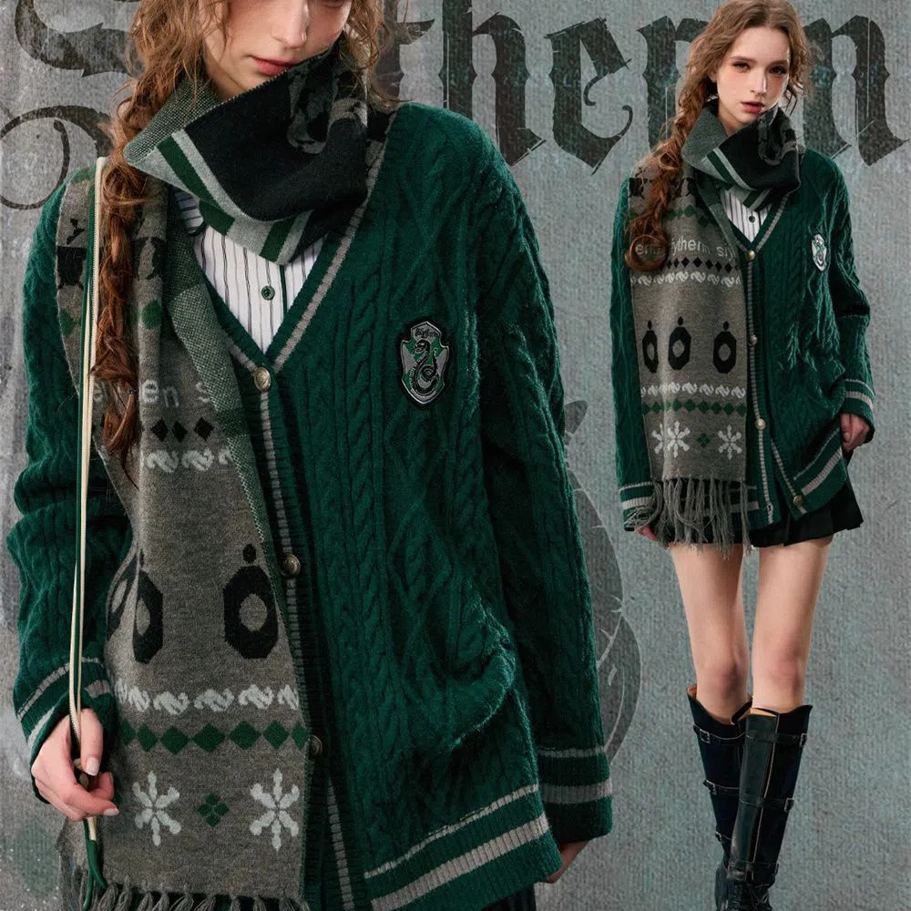 Heavy Knit Twist Loose Sweater Lady Slouchy Preppy Harry Potter Co-bred Top