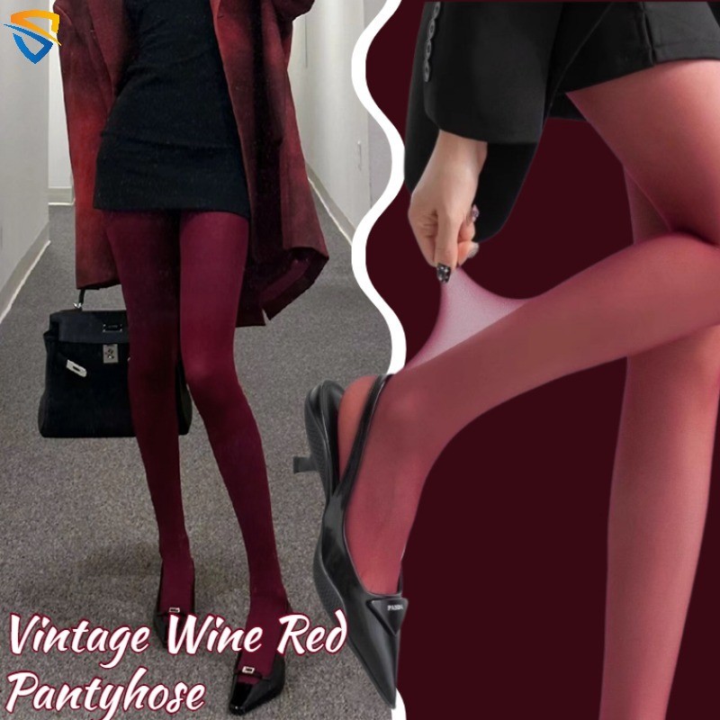 Tights Slim Leggings ถุงน่อง Lolita JK Vintage ไวน์แดง Pantyhose ผู้หญิงสาวเซ็กซี่ฤดูใบไม้ผลิฤดูใบไม้ร่วงกางเกงขายาว