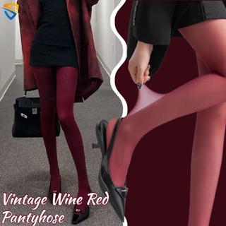 Tights Slim Leggings ถุงน่อง Lolita JK Vintage ไวน์แดง Pantyhose ผู้หญิงสาวเซ็กซี่ฤดูใบไม้ผลิฤดูใบไม้ร่วงกางเกงขายาว