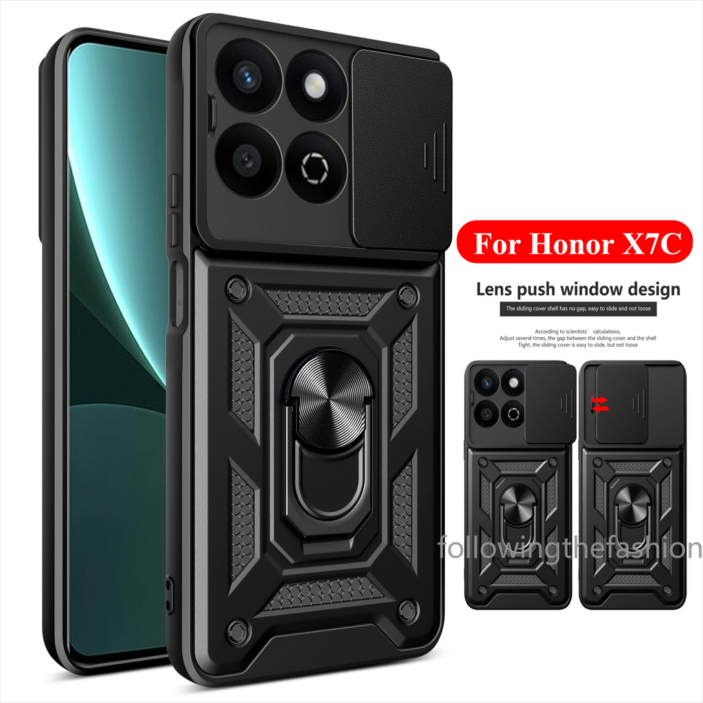ปลอกสําหรับ Honor X7C Honor 200 Samtr X9C 400 สมาร์ท 4G 5G 2024 เคสโทรศัพท์เกราะรถแม่เหล็กพร้อมแหวนขาตั้งวงเล็บ Kickstand ใหม่แฟชั่นกันกระแทกกล้องป้องกันปกหลัง