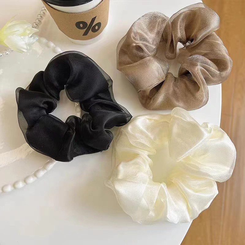 Rubuyou  Headwear ระดับไฮเอนด์ที่เรียบง่ายสง่างามเชือกผมมัลติฟังก์ชั่สีทึบผ้ากอซเชือกผม