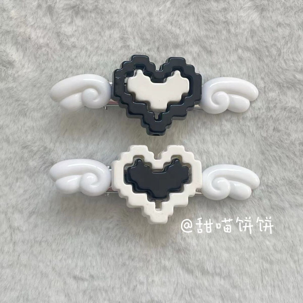 Hair Accessories y2k Cute Heart-Shaped Hot Girl Subculture Angel Wings Pixel Hair Clip Original Seri