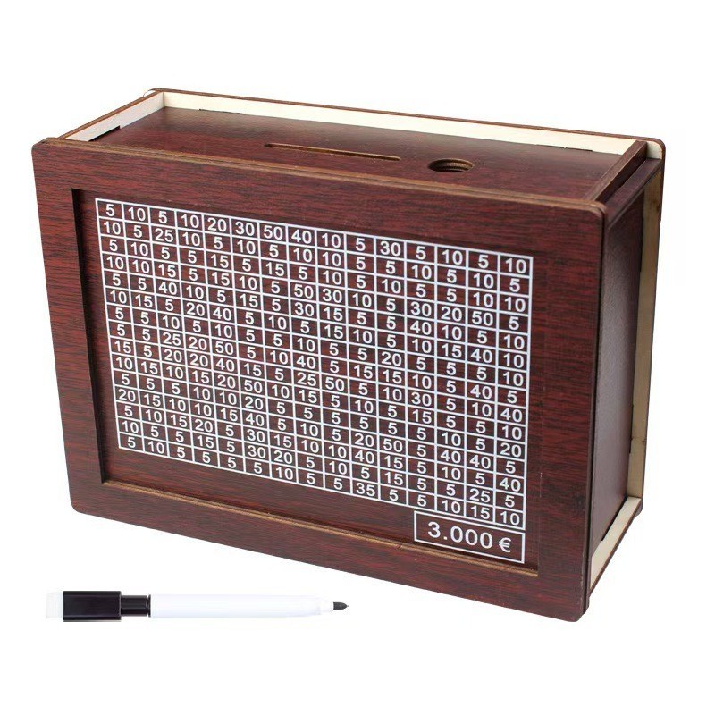 Mazeru - WOODEN MONEY BOX MONEY BOX, Handmade MONEY Tube Reusable, Craft with MONEY Storage Calculat