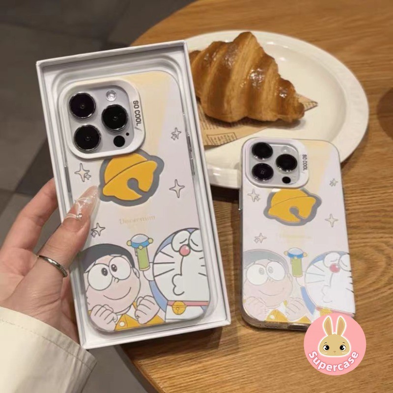 น่ารักโดราเอมอนเคสโทรศัพท์สําหรับOPPO Reno 13F 13 12 Pro 12F 11F 11 10 Pro Plus 9 7Z 7 Pro Lite 5G 4GปลอกGraffiti Claddingหรูหราป้องกันกันกระแทกนุ่มปกหลัง