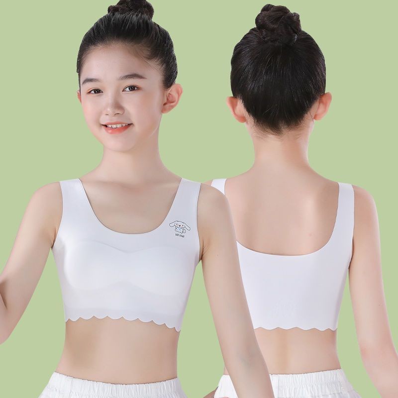 เสื้อในเด็ก ผ้าไหมน้ำแข็ง ฟองน้ำเย็บติด ไร้ตะเข็บ แบบบาง ยืดได้เยอะ เสื้อชั้นในเด็กผู้หญิง NY097