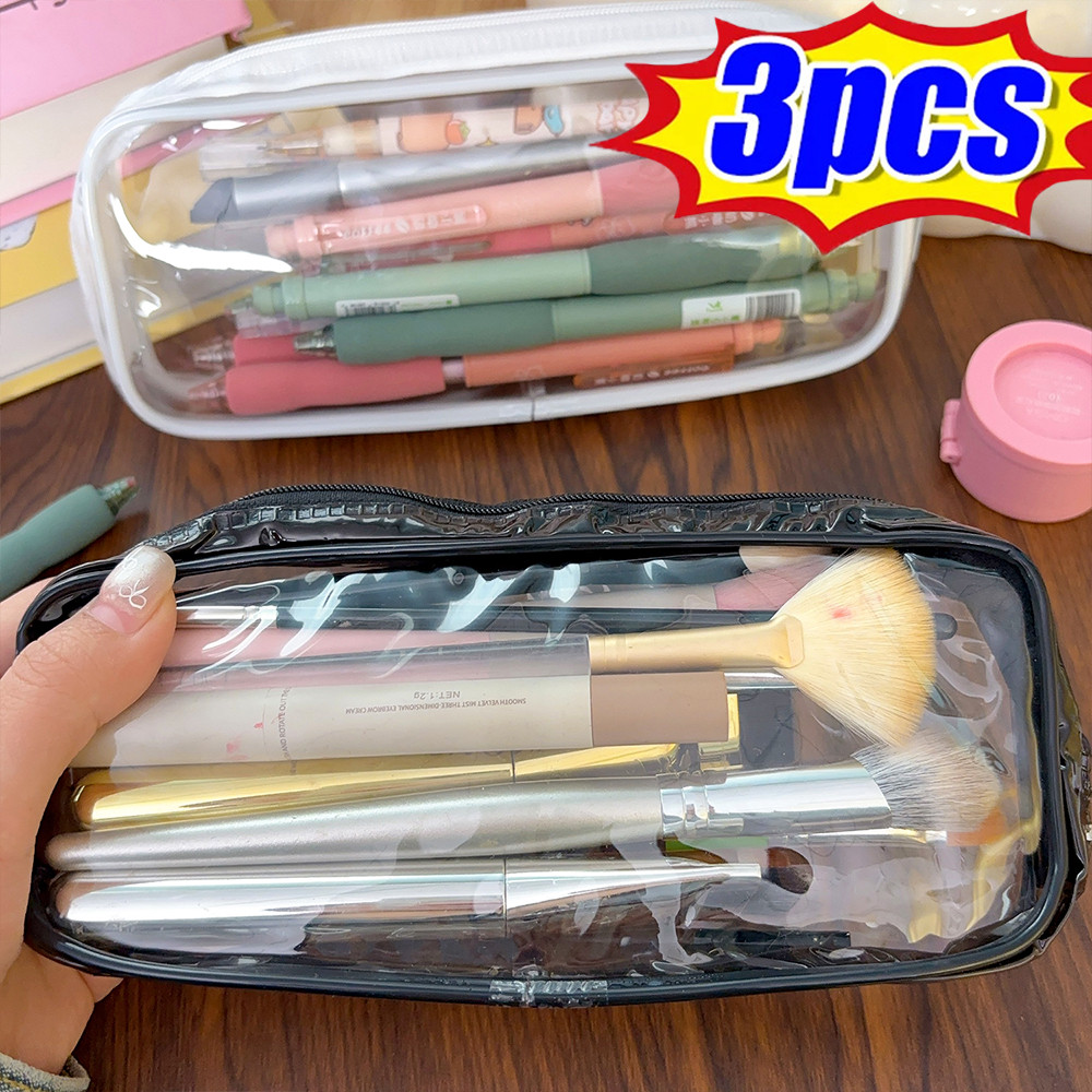 PVC กันน้ํา Toiletry Wash Organizer Case Storage Pouch – กระเป๋าเครื่องสําอางใสความจุขนาดใหญ่แบบพกพาอุปกรณ์เสริมสําหรับเดินทาง