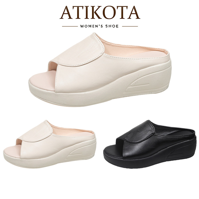 Atikota รองเท้าแตะผู้หญิงแฟชั่นกันลื่นดีไซน์เรียบง่ายกลางแจ้งเหมาะสำหรับเดินบนชายหาด