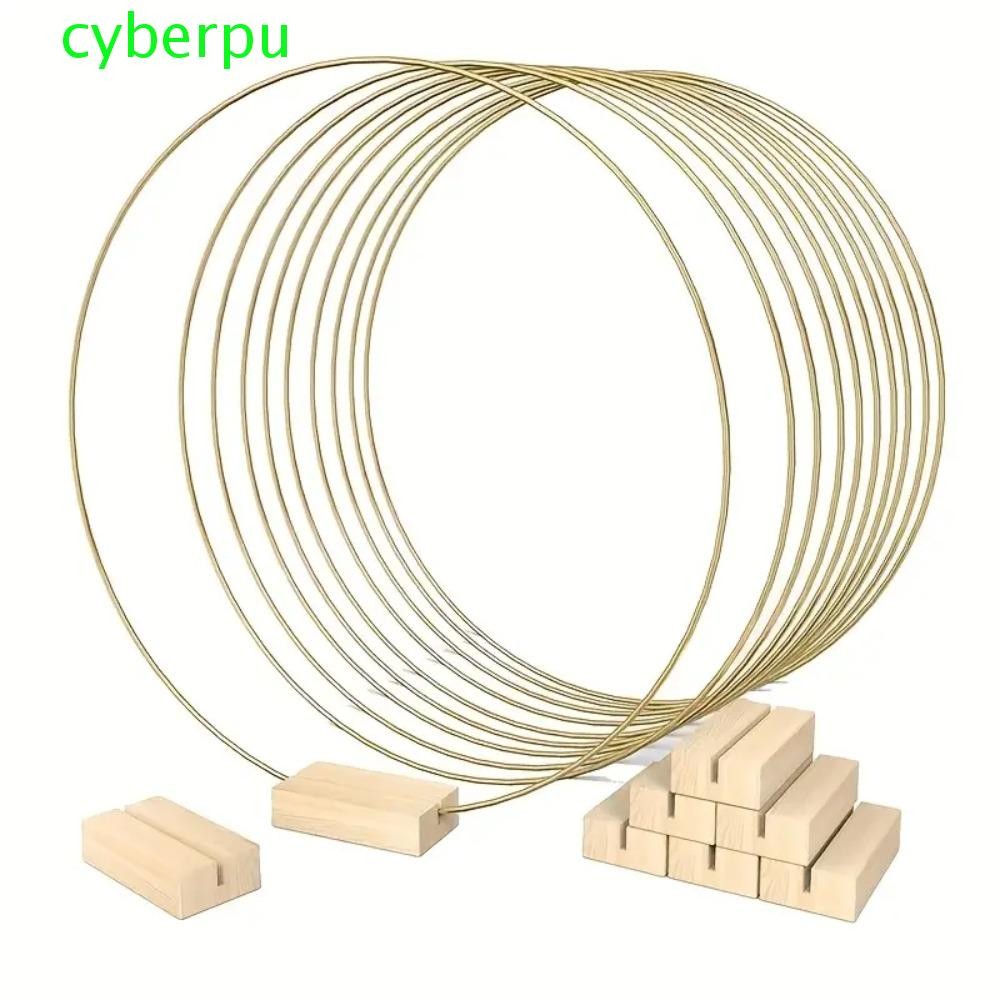 CYBERPULLSE ห่วงดอกไม้โลหะสีทอง, ที่วางฐานไม้แหวนกลมเหล็ก, โครงพวงหรีดอเนกประสงค์ 10-50 ซม. ดอกไม้วินเทจ Hoop ตกแต่งบ้าน