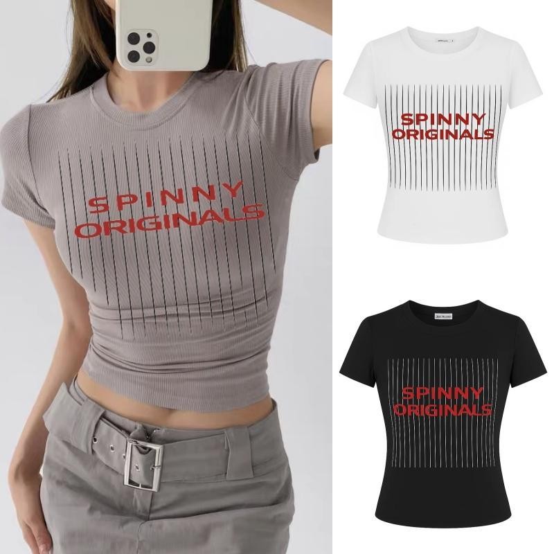 เสื้อยืดผู้หญิง พร้อมส่ง สกรีนลาย สไตล์สินค้าใหม่ฤดูร้อน เสื้อยืดทรงสลิมฟิต รุ่น กิมจิร่อง
