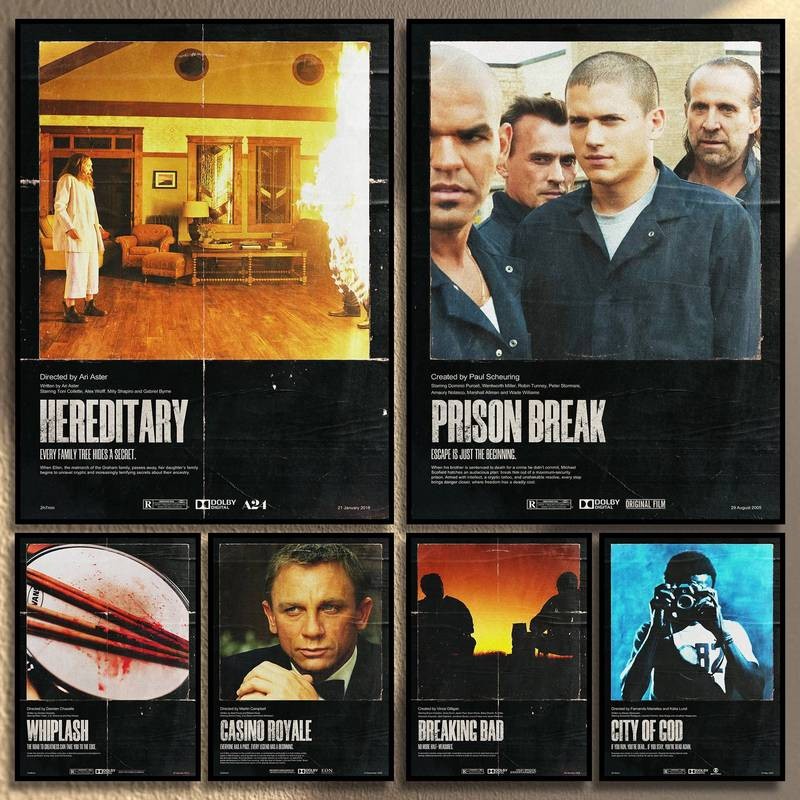 Retro Cinema TV Cover Dark Canvas Art พิมพ์ Vintage ภาพยนตร์ความงาม Wall Decor สําหรับบาร์และบ้านอุตสาหกรรมร้อนเลือดคลาสสิกฟิล์ม Vibe
