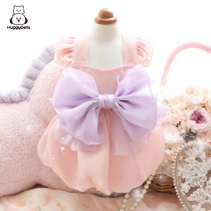 HuggyPets เสื้อผ้าสุนัขฤดูใบไม้ผลิฤดูร้อนบางชุดเจ้าหญิง สุนัขขนาดเล็กตุ๊กตาสัตว์เลี้ยงสไตล์ใหม่