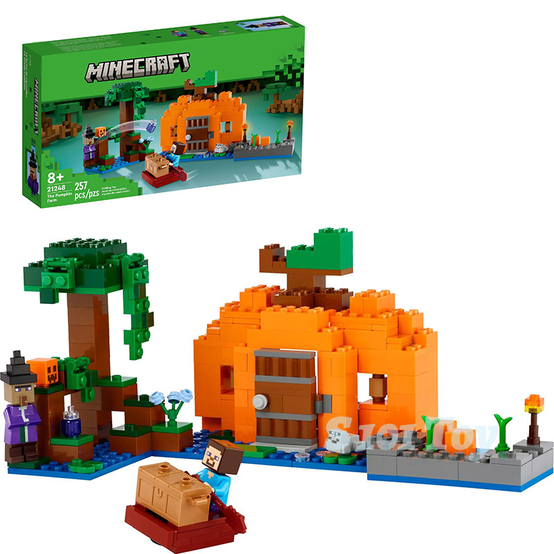 คัดลอก DIY Minecraft The Pumpkin Farm 21248 (257 ชิ้น) STEAM Budgeling Blocks ของเล่นเด็กของขวัญ