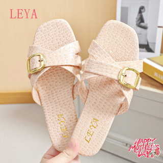 LEYA Sandals For Women Snake Pattern With Buckle New Korean Elegant Kids Girls Casual Slippers #2970