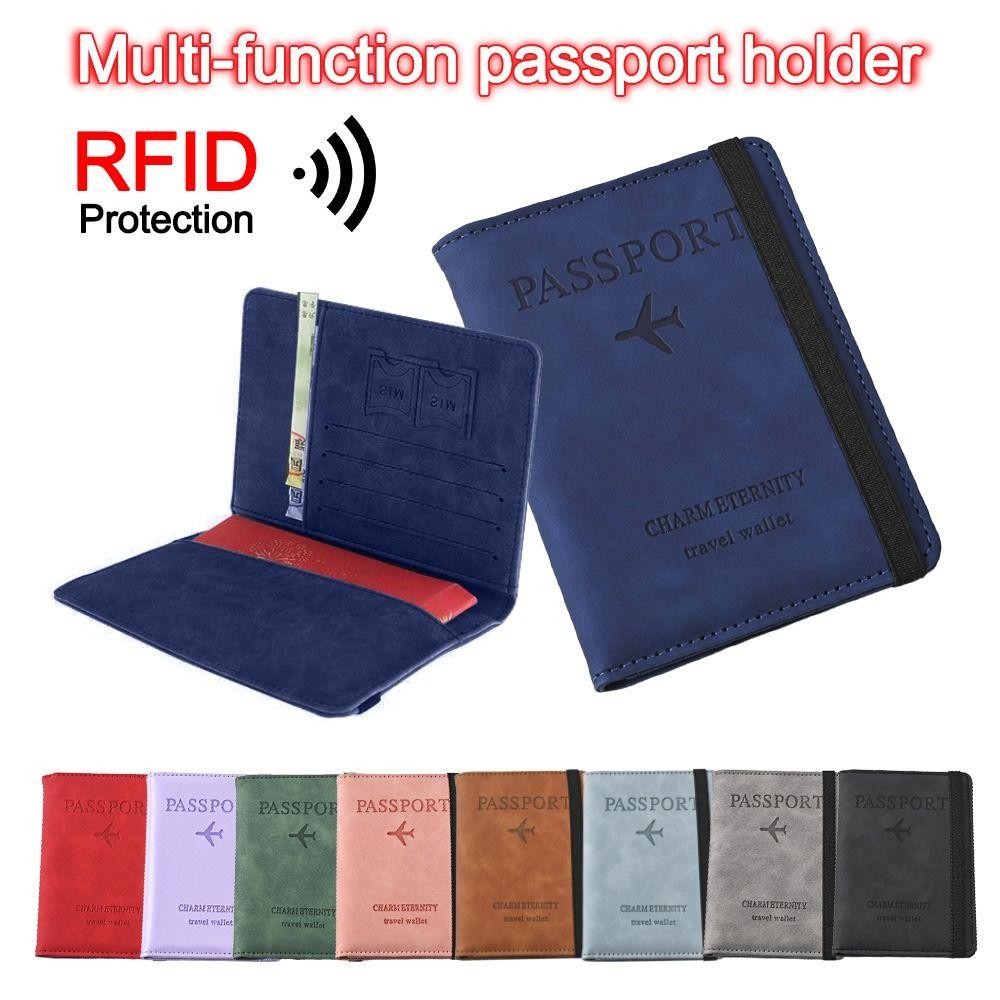 ฝาครอบหนังสือเดินทาง UUMIR RFID, คลิปกระเป๋าสตางค์หนังสือเดินทางมัลติฟังก์ชั่นบางเฉียบ, ที่ใส่บัตรประจําตัวหนัง PU Travel