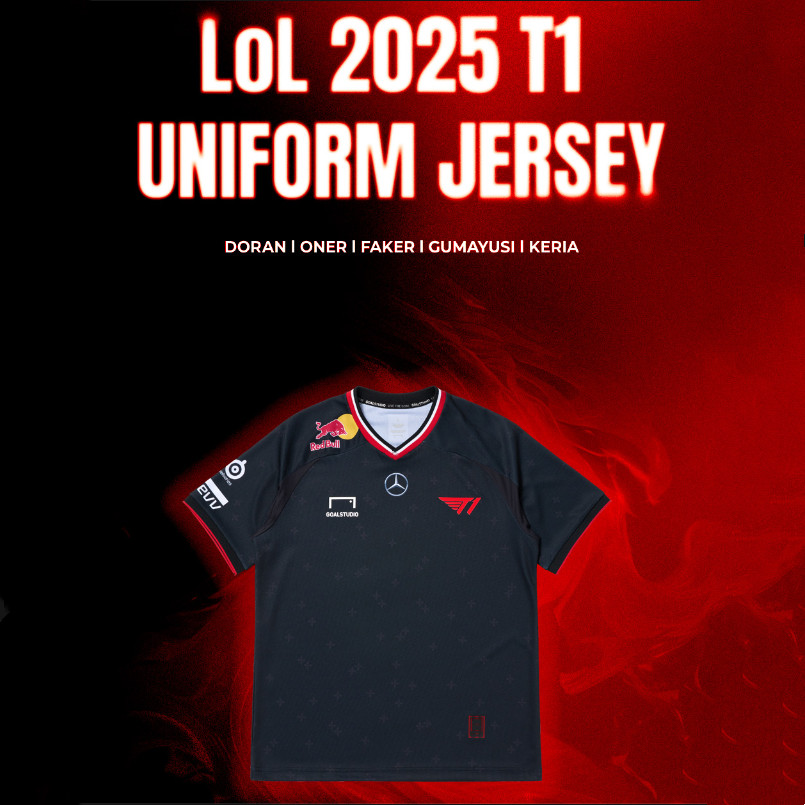[LoL] 2025 T1 Uniform Jersey. เสื้อเดียวกันของ "FAKER" เสื้อยืด League of Legends Game T1 E-sport Sp