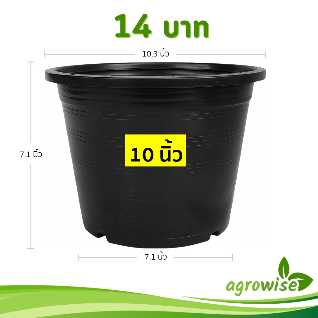 กระถาง กระถางต้นไม้ กระถางพลาสติก เบอร์ 10 11 นิ้ว สีดำ Bundle 25 ใบ ชิ้น อัน