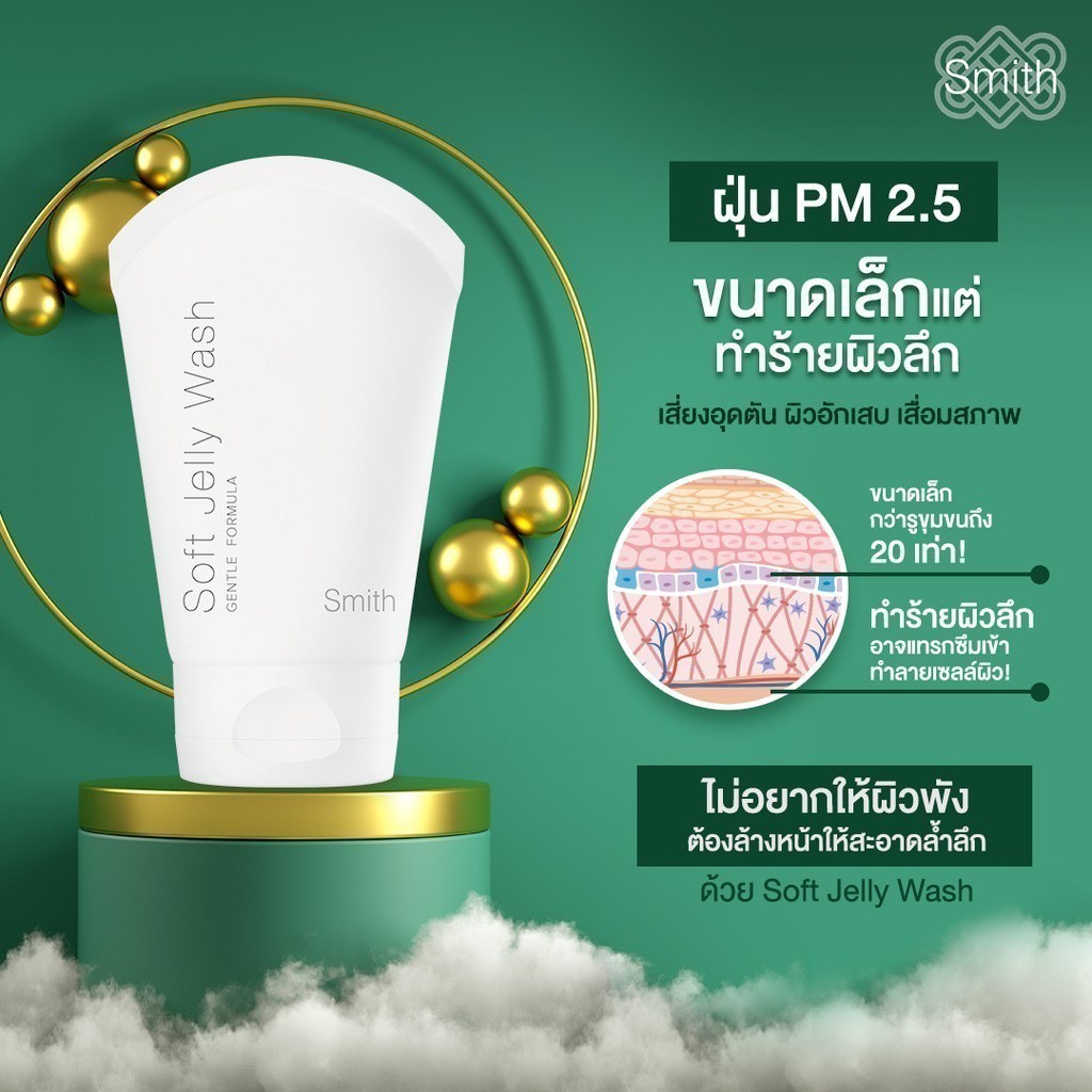 ลดเพิ่ม 30% 🔥 ผลิตภัณฑ์หมอโอ๊คสมิธ SMITH BASI CLEANSING JELLY WASH SUN SCREEN คลีนซิ่ง ล้างหน้า กันแ