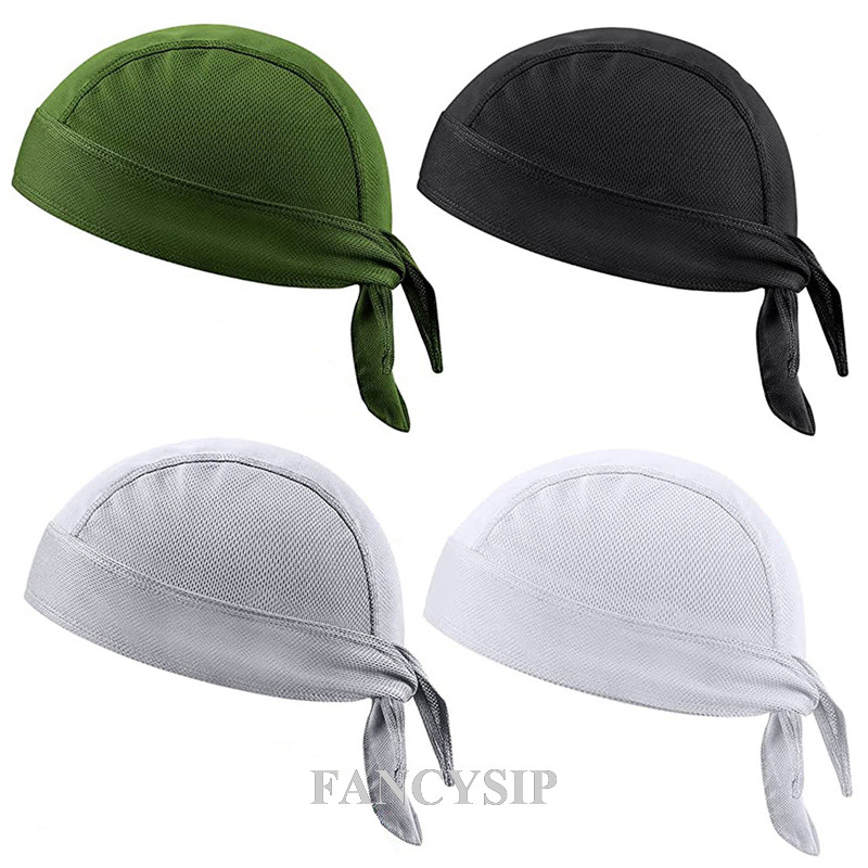 Fancysip Men Cycling Pirate Hat Breathable Mesh Pirate Bandana Cap Sweat Absorbent Head Cover Skull 