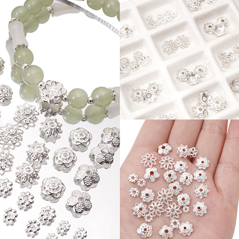 ดอกไม้ End Caps Alloy Spacer ลูกปัดสําหรับสร้อยข้อมือสร้อยคอทําเย็บปักถักร้อย Diy อุปกรณ์เสริม