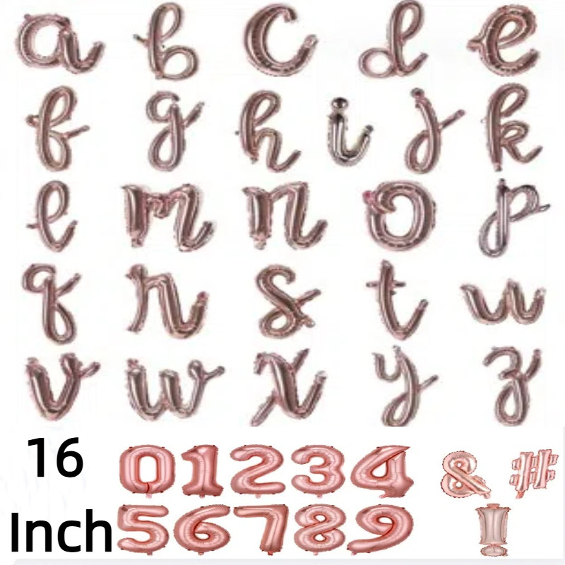 【ซื้อ 129฿ ฟรี ของขวัญม้วนลูกโป่ง】16 นิ้ว Rose Gold ลูกโป่ง ตัวอักษร A-Z ตัวเลข 0-9 ใช้ตกแต่ง ปาร์ตี้วันเกิด งานบวช แต่งงาน สุขสันต์วันปีใหม่ คริสต์มาส เทศกาลต่างๆ การตกแต่ง