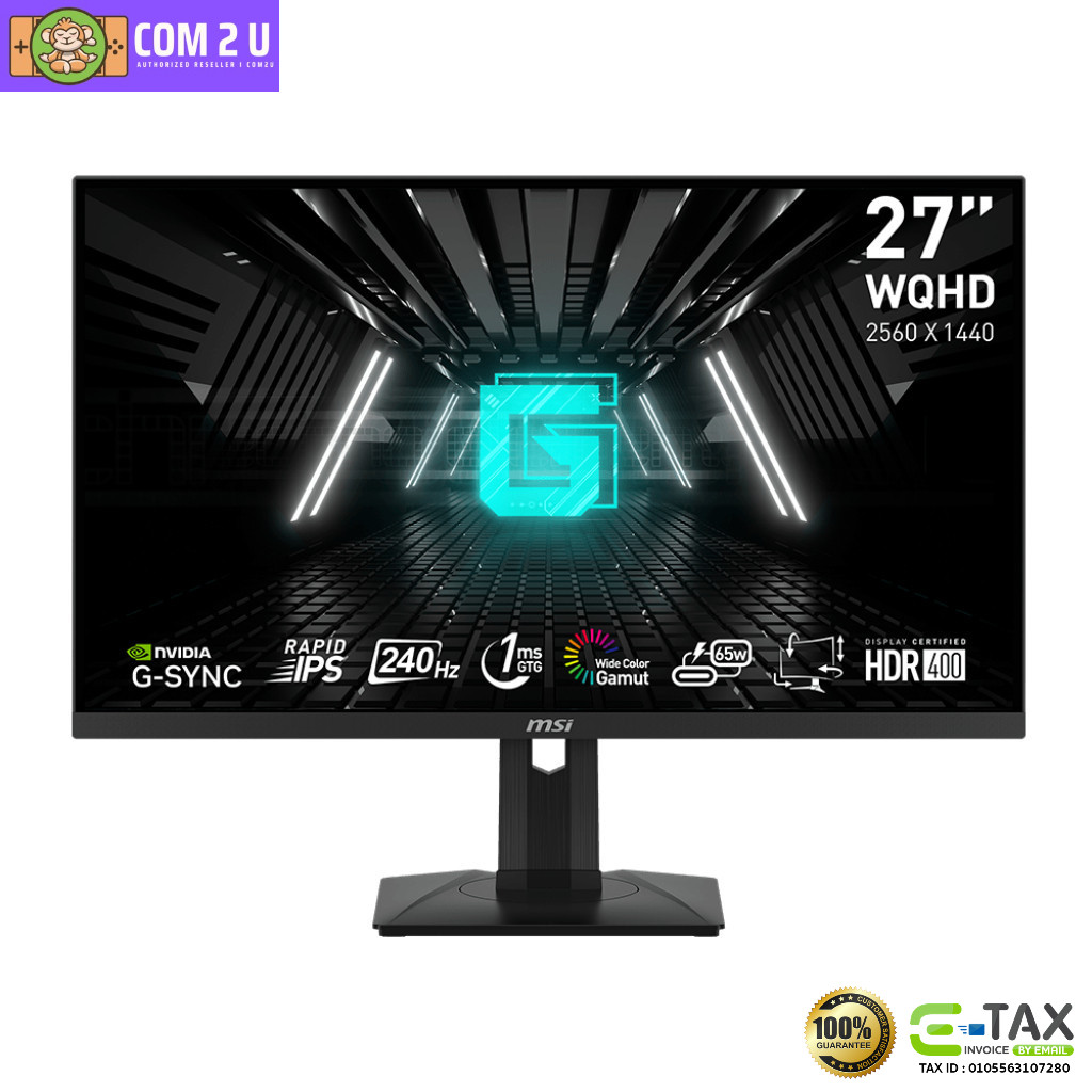 MSI Monitor G274QPX 27" IPS 2K WQHD, 240Hz (1ms, DP, HDMI) DCI-P3 98%,SRGB 136% HDR 400 ประกันศูนย์ 