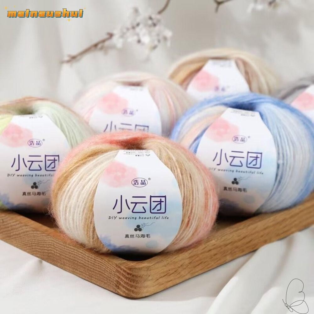 Mainaushui เส้นด้ายขนสัตว์, 50 กรัม/ม้วนเส้นด้ายโครเชต์ไล่โทนสี,ปฏิบัติ Mohair หลากสีหนาเส้นด้าย Ball สําหรับกระเป๋าผ้าห่ม