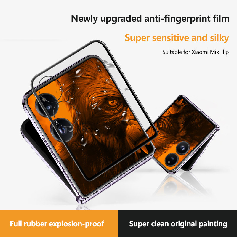 กระจกนิรภัยโค้ง 3D สําหรับ Xiaomi Mix Flip Ultra Clear คลุมทั้งหมดป้องกันลายนิ้วมือรอยขีดข่วนฟิล์มป้องกันหน้าจอด้านหลัง