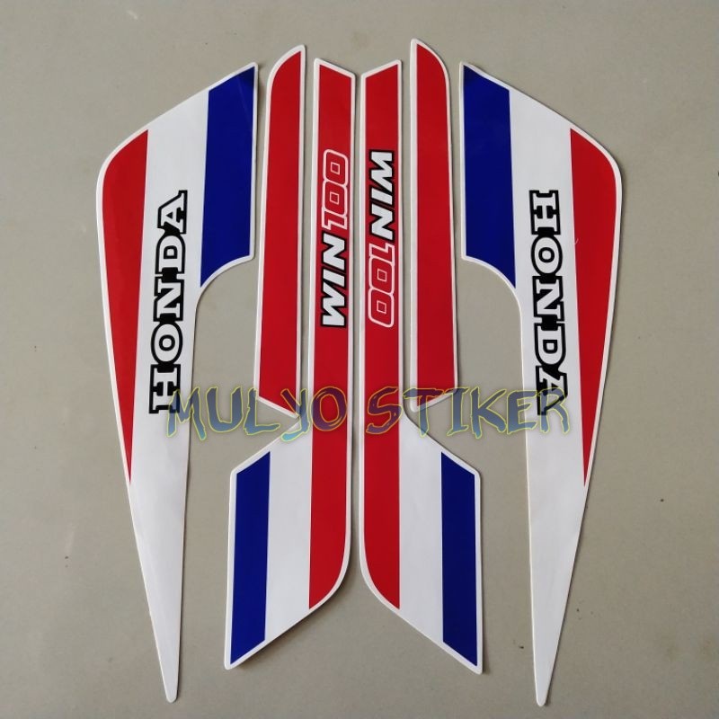 MERAH WIN PART STRIPING STICKER LIS LES POLET honda win 100 91 1991 สีแดงสีขาวสีฟ้า fullset คุณภาพมา