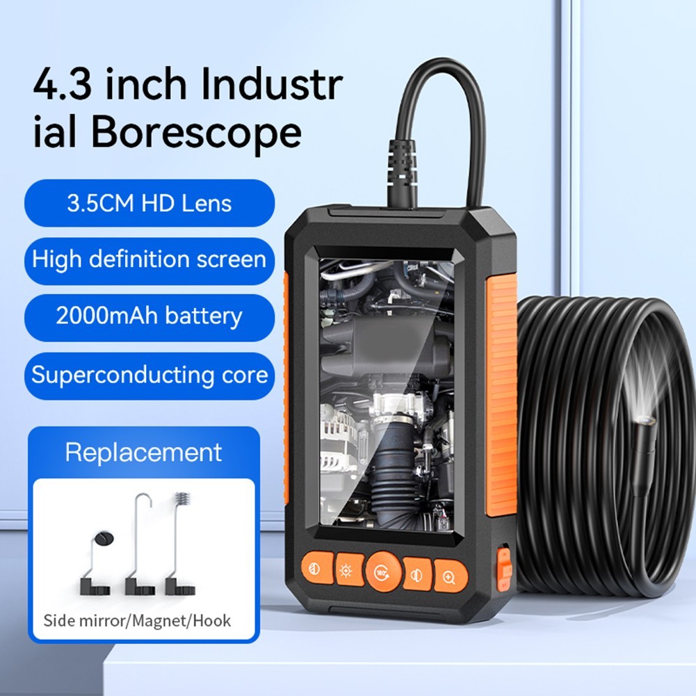 คู่/เดี่ยวเลนส์อุตสาหกรรม Borescope พร้อมแสง LCD และ LED ขนาด 3 นิ้ว 4 ดวง
