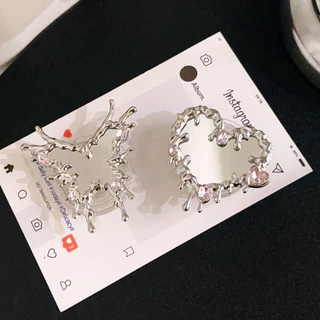 Luxury Love Heart กระจกผีเสื้อโทรศัพท์ Grip Tok Griptok ที่วางเกาหลีสําหรับอุปกรณ์เสริม IPhone ที่วางโทรศัพท์สากล
