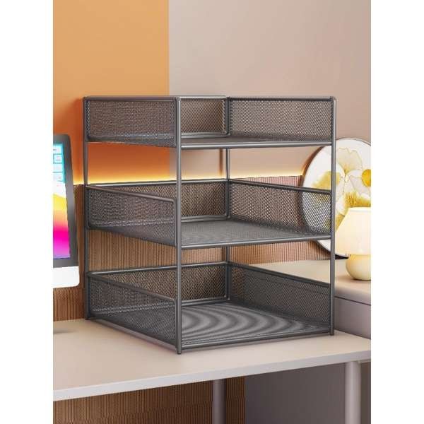 ชั้นวางของ ชั้นเก็บของ กล่องเก็บกระดาษ a4ชั้นเก็บโต๊ะชั้นวางหนังสือเดสก์ท็อปกล่องเอกสารหลายชั้นชั้นเก็บเอกสารข้อมูลชั้นเก็บเอกสารเหล็กโลหะสองชั้นศิลปะเหล็ก