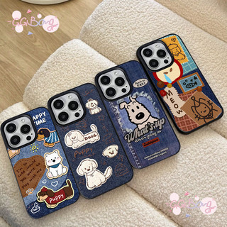 เคสไอโฟน 16 11สำหรับ 17 air 13 11 16 15 12 14 Pro Max XR 14 7 15 8 16 Plus XS Max X เคสคาวบอย ลายลูกหมาน้อยปักลาย