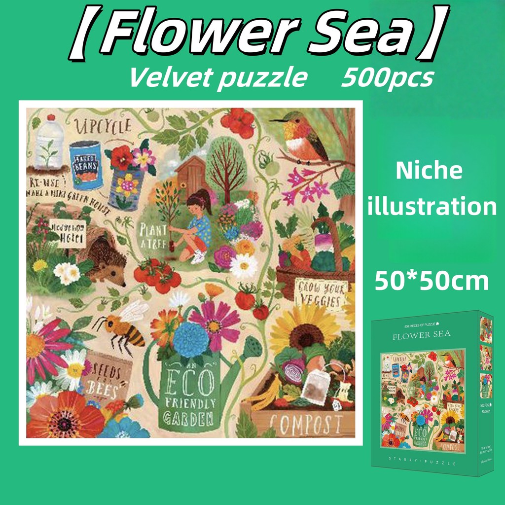 ปริศนากํามะหยี่ภาพประกอบสนุก 500 ชิ้นการ์ดสีฟ้าหนาตกแต่งของขวัญบีบอัดของเล่นเพื่อการศึกษา ราคา ถูกที่สุด ดีลบีเคเค