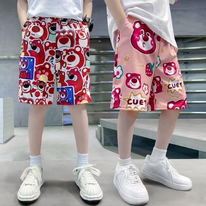 กางเกงขาสั้น unisex ลายหมีการ์ตูน สำหรับชายหาด สบายและแห้งเร็ว มีเอวยางยืด และหลากหลายไซส์