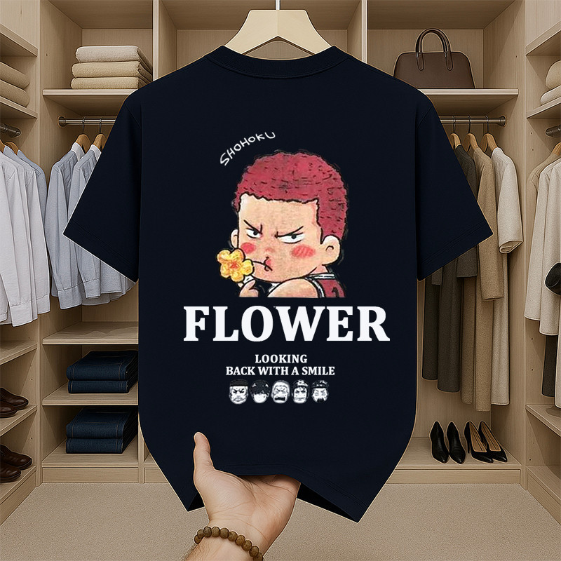 เสื้อยืดผู้ชายเท่ๆ สกรีนลายการ์ตูนสุดฮิต oversizeคอกลม แขนสั้น สตรีทแฟชั่นผู้ชายสุดฮิต เสื้อยืดคนอ้วน เสื้อการ์ตูนเท่ๆ