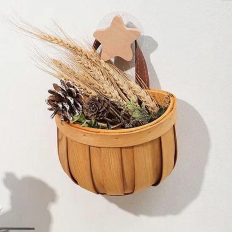 พร้อมส่ง ตะกร้าเก็บของ ติดผนัง ไม้ไผ่ ใช้สําหรับตกแต่งห้องครัวหรือห้อง - รูปที่ 7