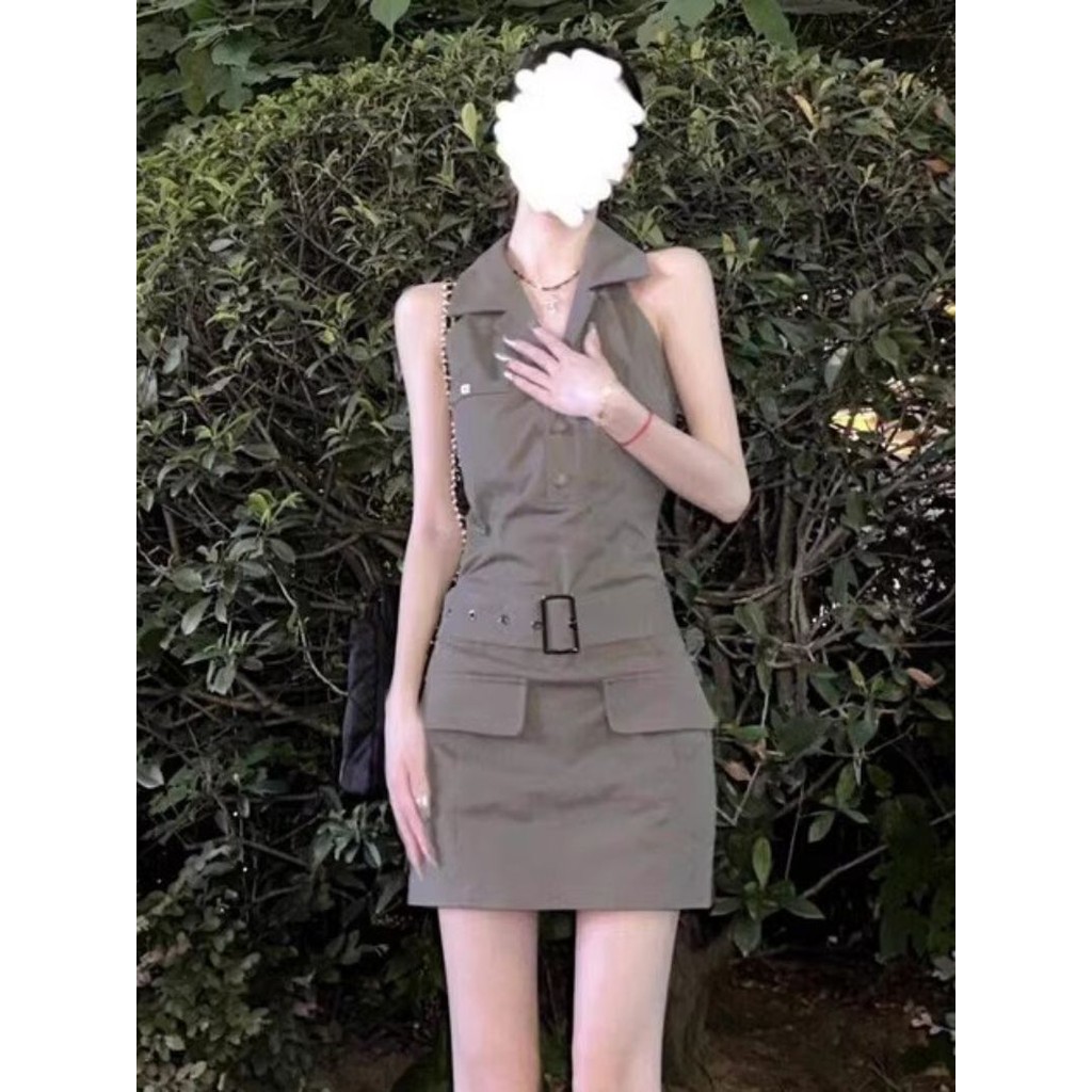 Innocent Classic Office Outfit Dress Slim เอว American Design รุ่นฤดูร้อนใหม่สําหรับผู้หญิง