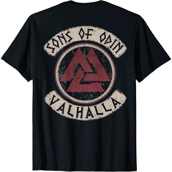 Makeyoushine X Generation90 Sons Of Odin Valhalla (ออกแบบด้านหลัง) Viking Nourse เสื้อยืด - เสื้อผ้า