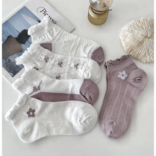 SY SHOP899 ถุงเท้าข้อสั้น (1แพ็ค/10คู่) ถุงเท้าแฟชั่นเกาหลี …