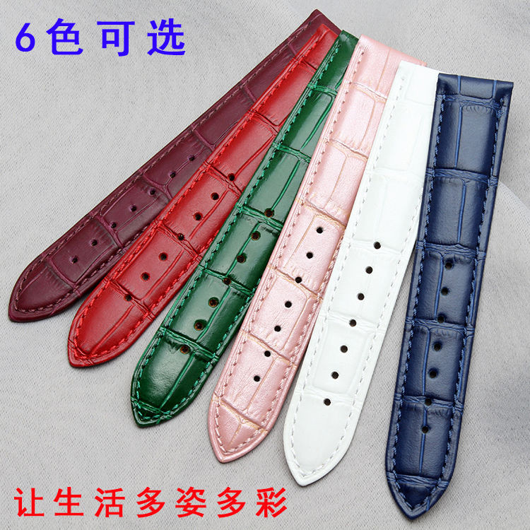 สายนาฬิกา TITUS/TITUS TITUS ยาวนานสายนาฬิกาสีฟ้าสีแดง Pin Buckle Cowhide นาฬิกาอุปกรณ์เสริมผู้ชายผู้