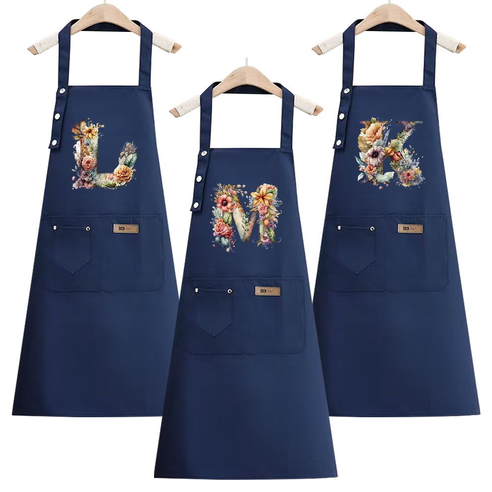Kitchen Apron Chef's Gardening Apron Standard Style Work Apron floral letter Series