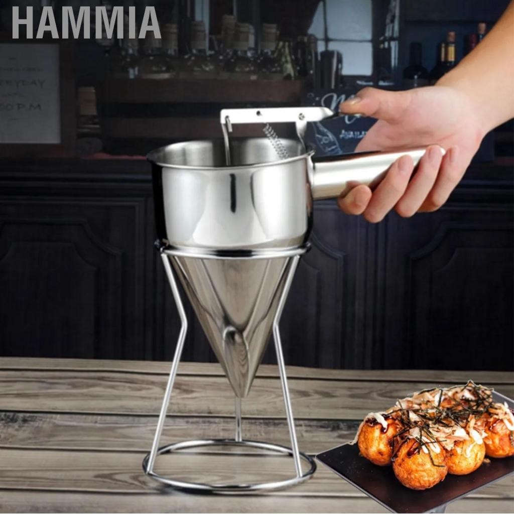 HAMMIA Takoyaki Ball Batter Dispenser ทำความสะอาดง่ายที่ถอดออกได้การควบคุมที่แม่นยำเบเกอรี่ช่องทางสำ