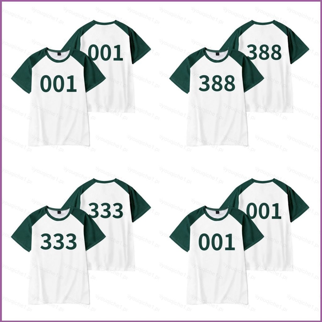 SY1 Squid Game Season 2 หมายเลข 388 001 333 เสื้อยืดฤดูร้อน Anime Short Sleeve Top