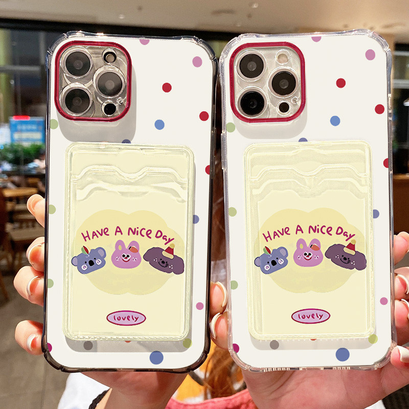 ใสที่ใส่บัตรเคส For Iphone 13 16 Pro Max 17 11 14 15 12 Air XR 7 8 Plus X Xs 16promax 13promax 15promax  เคสทรศัพท์
