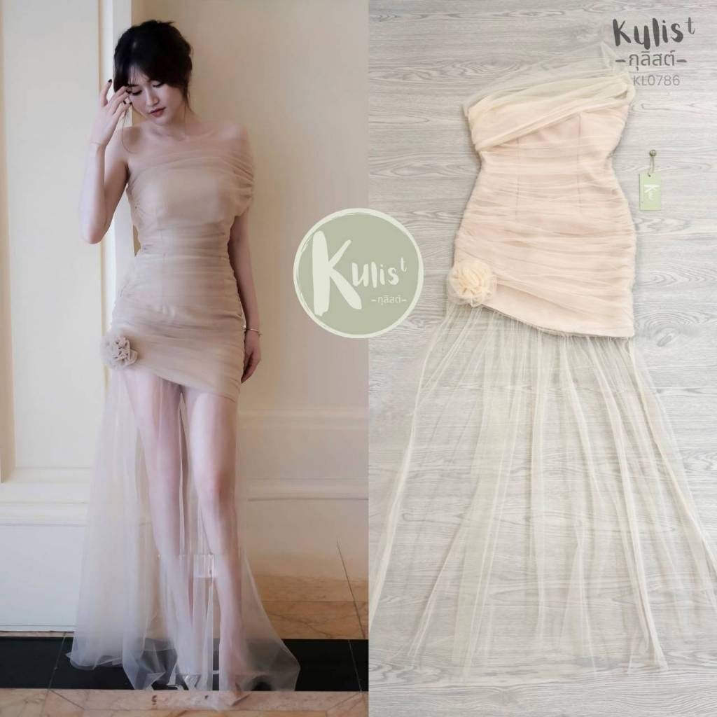 (พรีออเดอร์) ใกล้เข้าแล้ว Kulist33 เดรสสั้นแต่งทรงยาว ด้านบนตัดต่อเป็นปาดไหล่ สวยหรู ออกงาน cafe